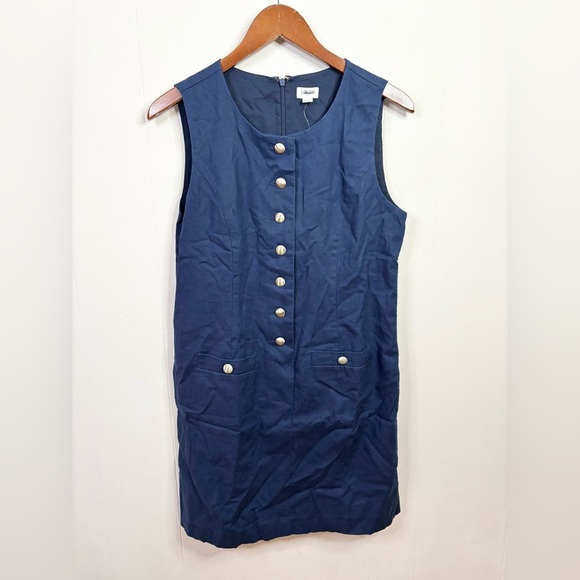 J Crew navy blue button front linen mini dress size 10 new - Picture 3 of 7